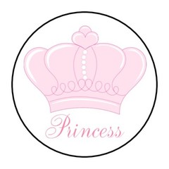 30 Princess Envelope Seals Labels Stickers 1.5″ Round Party Favors Pink Crown