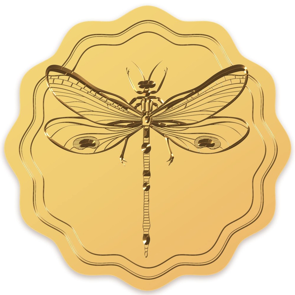 2″ Gold Foil Sticker Dragonfly 100pcs Certificate Seals Gold Embossed Round E…