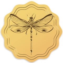 2″ Gold Foil Sticker Dragonfly 100pcs Certificate Seals Gold Embossed Round E…