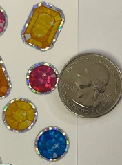 PRISMATIC GEMSTONE Stickers (14pc)Rhinestone-Like•Stars •Crown•Ruby•Card Making•