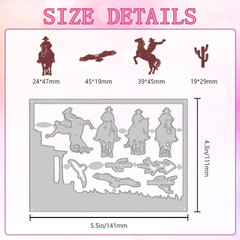 Cowboy Border Die Cuts for Card Making, Horseback Riding Carbon Steel Die Cuts C