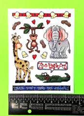 Provo Craft Zoopendous Sticker Sheet Zoo Animals Elephant Giraffe Monkey Croc