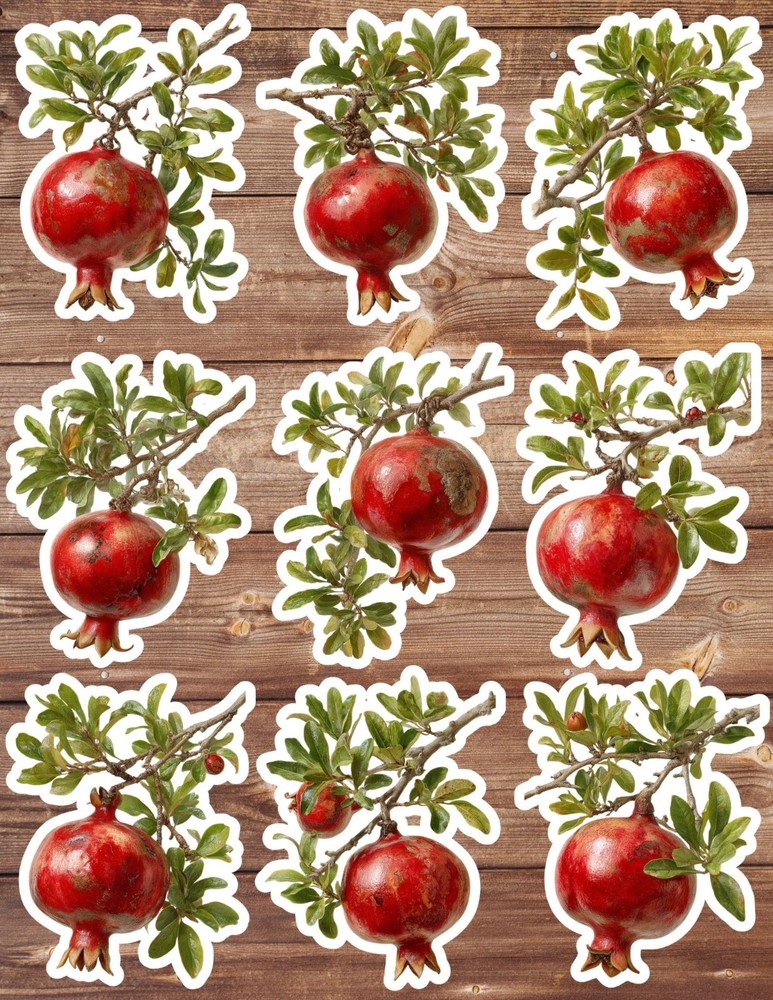 Pomegranate Vinyl Die Cut Stickers Set Scrapbooking Laptop Water Bottle