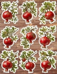 Pomegranate Vinyl Die Cut Stickers Set Scrapbooking Laptop Water Bottle