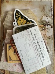 #799 – 20 small pcs – VINTAGE BUTTERFLY FLORAL SCRAPBOOK JUNK JOURNAL KIT / LOT