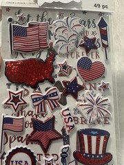 New Recollections 4TH OF JULY PATRIOTIC Scrapbooking Stickers 49 Pc