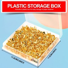 500 PCS Brads Paper Fasteners Mini Gold Brass Round Head 8mm Craft Scrapbook Pin