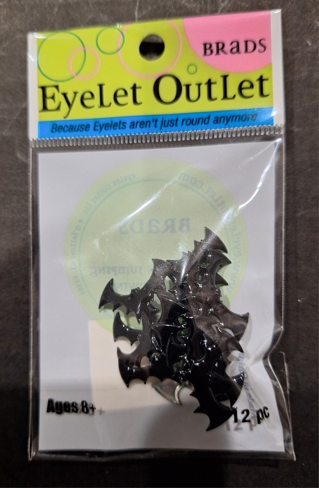 EyeLet Outlet-12 Spooky Bat Brads-Black