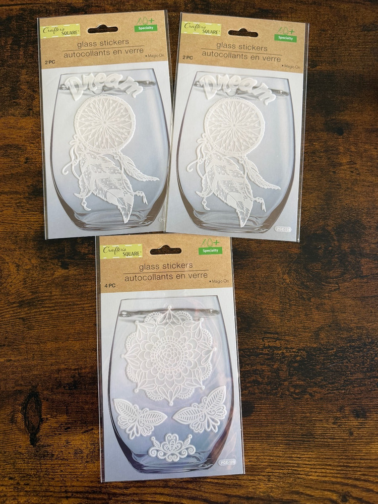 Lot of 3 CRAFTER’S SQUARE Glass Stickers Magic-on NEW