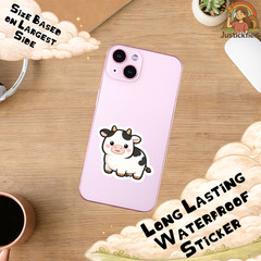 Cute Cow Sticker, Kawaii Animal Decal, Funny Vinyl Sticker, Laptop Sticker
