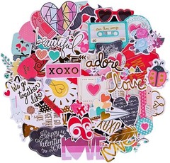 95 Pcs Vintage Love Die Cuts & Stickers – Heart-Themed Scrapbooking Supplies