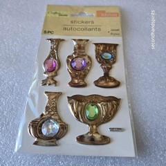 NEW Crafters Square 6 Pkgs Bejeweled Metallic Stickers Steampunk Victorian