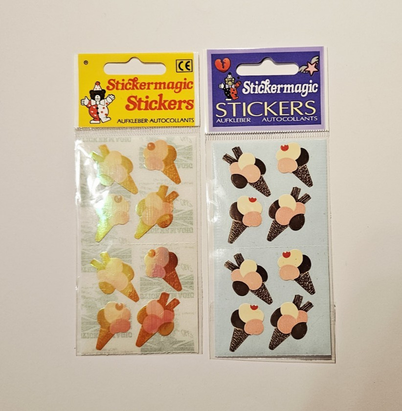 StickerMagic Stickers Lot 2 Strips New Packages ~Ice Cream Cones~ Pearl & Reg