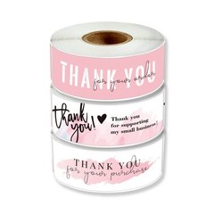 3 Rolls Thank You Stickers 1×3 Inch Sealing Labels for Small Business Packaging