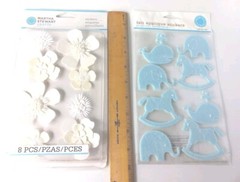New Martha Stewart Craft Lot Of 2 Baby Applique And Floral 3D Stickers Scrapbook