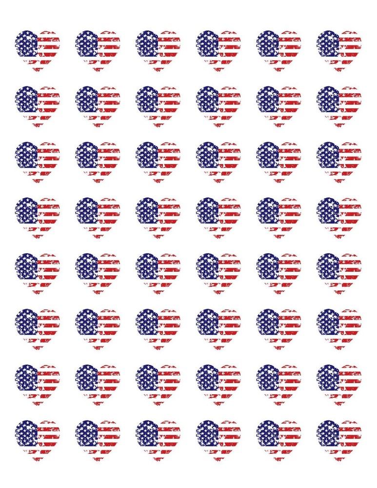 48 PATRIOTIC 4TH JULY HEART FLAG ENVELOPE SEALS LABELS STICKERS 1.2″ ROUND