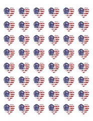 48 PATRIOTIC 4TH JULY HEART FLAG ENVELOPE SEALS LABELS STICKERS 1.2″ ROUND