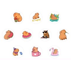 500 pcs Small Capybara 1 Inch Stickers Cute Brown Cartoon