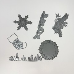 Memory Box Dies LOT of 6 Christmas Snowflake Autumn Border Stocking Pine Tree