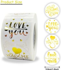 Valentine Stickers Seals 1.5“ 500pcs in One Roll for Gift Box Décor Valentine
