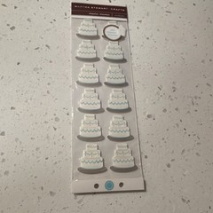 Martha Stewart Crafts Dimensional White Blue Gray Wedding Cake Stickers M921208