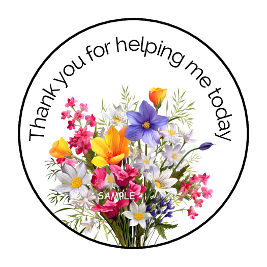 30 THANK YOU FOR HELPING ME TODAY ENVELOPE SEALS STICKERS LABELS TAGS 1.5″