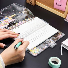 A6 Sticker Book Binder 6 Ring Reusable Pages 20 Sheets Glitter Sequin Japan NEW