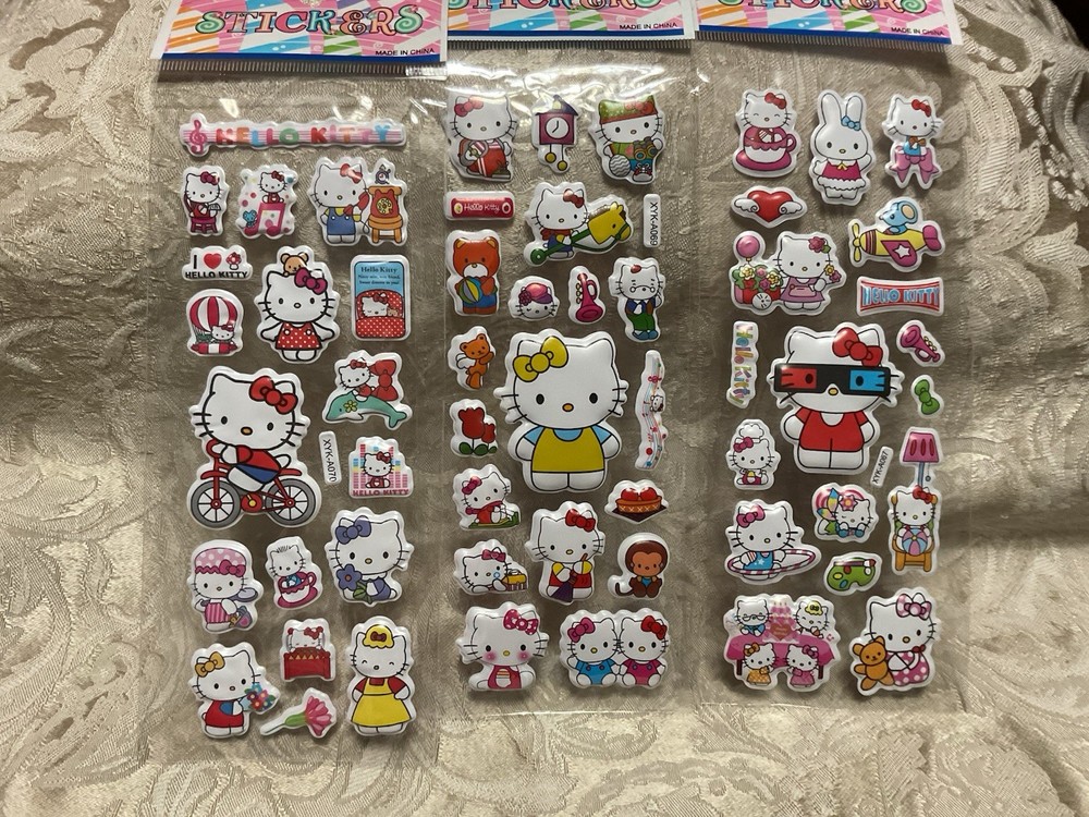 Retro Vintage Look Hello Kitty Cartoon 3D Puffy Stickers 3 sets (#18)
