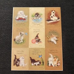 Lot Of 4 Vintage Cat Sticker Sheets Hallmark AGC Dennison Loose Complete Kittens