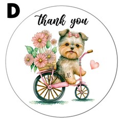 Dog on a bike Thank You Stickers envelope seals, package adhesives