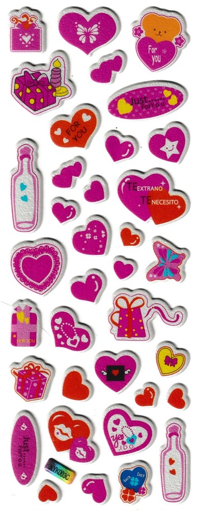 Stickers 3D HEARTS Love Kiss 💓💔💕💖.
