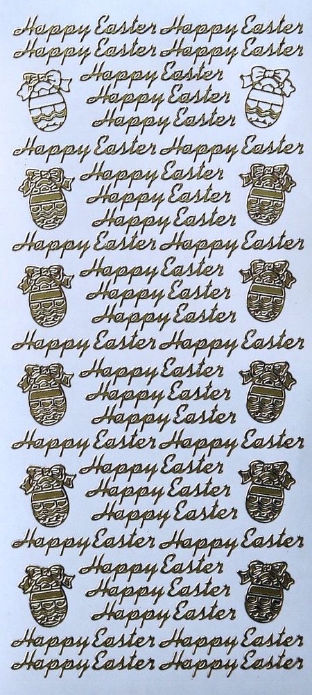 HAPPY EASTER Peel Off Stickers Eggs Gold or Multi-coloured Cardmaking