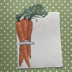Vintage Blank Home Notecard & Garden Party Carrots Veggie Stationery Note Paper