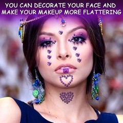 SeBneny Face Gems Stickers 3 Sheets Heart Purple