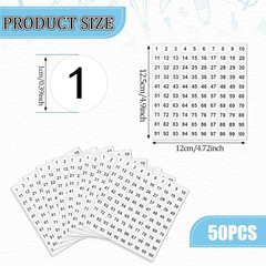 Consecutive number stickers 1 to 100 round labels vinyl 50 sheets organizing