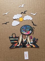 1 Summer Beach Girl Looking At Birds Cardstock Card See Pics #1-6