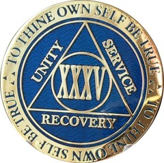 35 Year Reflex Blue Gold Plated AA Medallion Chip XXXV