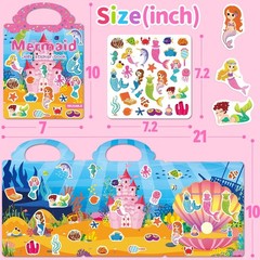 3-Set Reusable Jelly Sticker Books Toddlers 3-6 Yrs: Princess, Mermaid, Elves