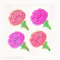 Vintage 80’s Great Seven 7 PEARLY Carnations Flowers Sticker Mod