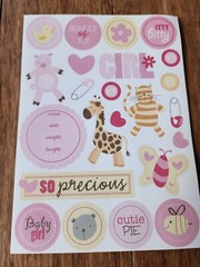 Vintage Lot Scrapbook Stickers Baby Girl Mixed Various Baby Theme Partials #4