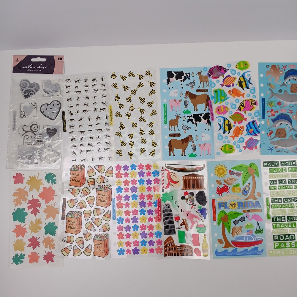 Sticko & Stickopotamus Stickers Binder Sticker Mixed Lot Of 12 Complete Sheets