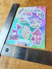 Rainbow Vibrant Mushroom Sticker Sheet – Original Art by SammiSpaghettiArt