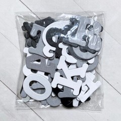 Chipboard Alphabet Letters Dimensional Scrapbook Embellishment Black White Grey