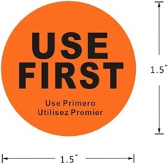USE First Stickers Restaurant Food Service FIFO Label 1.5 Inch Total 500 Labels