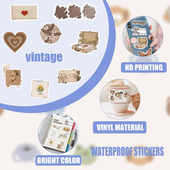 120Pcs Vintage Stickers, Waterproof Scrapbook Aesthetic Sticker for Daily Planne