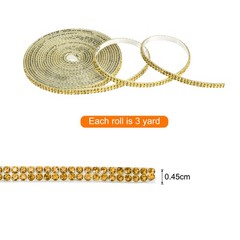 0.2 Inch Self Adhesive Rhinestone Strips 3 Yard for Crafts,Light Gold