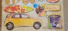 13 Count Handmade Scrapbooking Stickers 3D Hawaii Beach Tropical Aloha Surf NEW