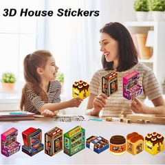 8 Sets Big Foldable 3D House Stickers – Fun DIY Decor for Kids & Adults, Stress