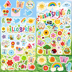 24 Sheets Spring Stickers for Kids, 840 PCS Spring Decorative Stickers Crafts Pa