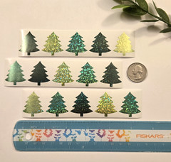 15 Christmas Tree Stickers/Sparkly Christmas Tree Stickers/Holiday Tree Stickers